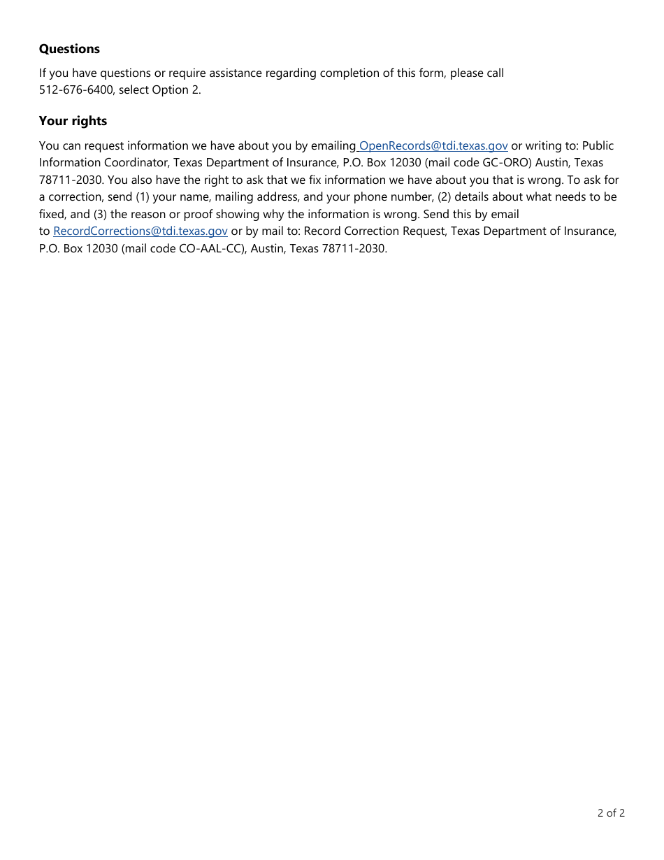 Form LHL709 Certification of Independence and Qualifications of the Reviewer - Texas, Page 2