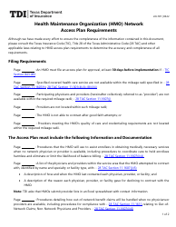 Form LHL707 Health Maintenance Organization (HMO) Network Access Plan Requirements - Texas