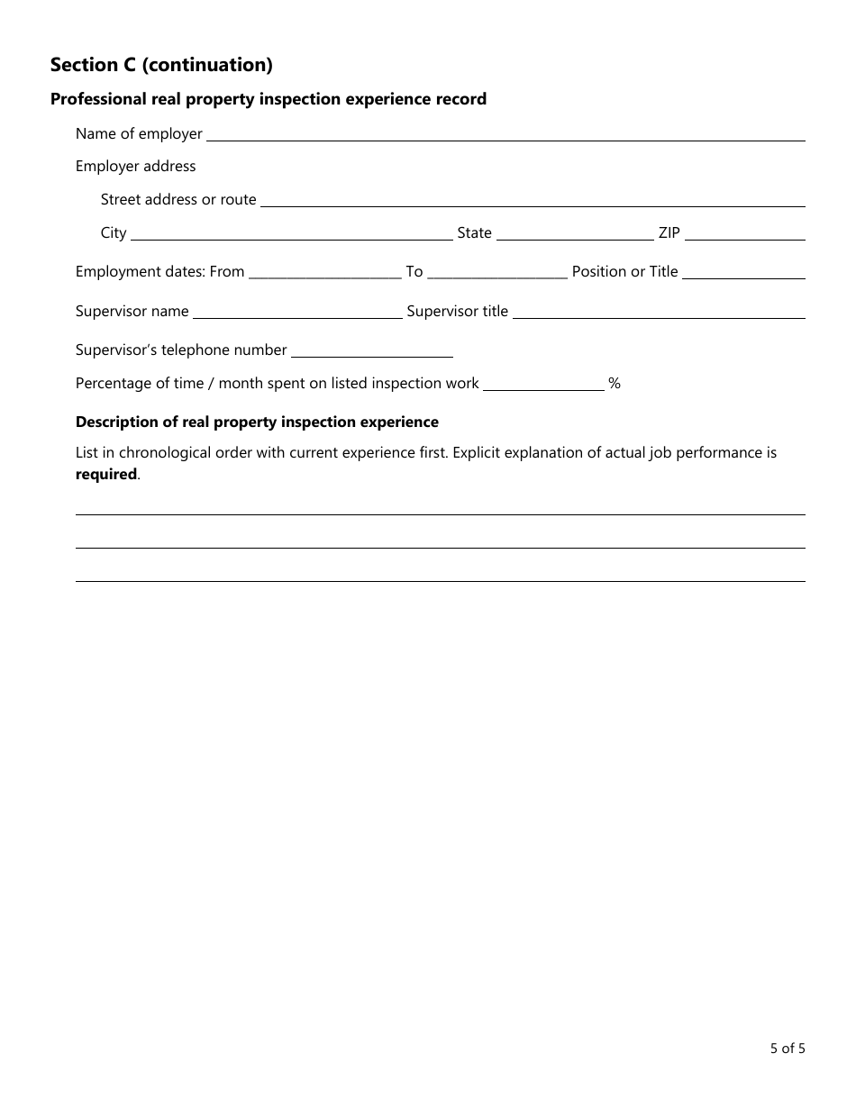 Form PC357 (VIP-3) Vip Application for Residential Property Inspector License / Certification - Texas, Page 5