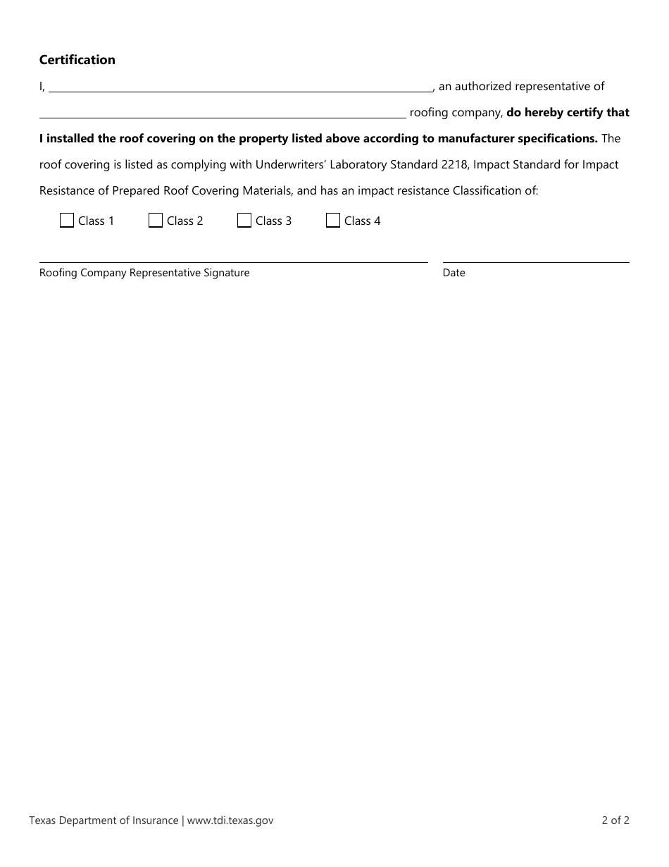Form PC068 Download Fillable PDF or Fill Online ImpactResistant Roofing Installation Form