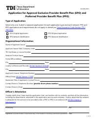 Document preview: Form LHL658 Application for Approval Exclusive Provider Benefit Plan (Epo) and Preferred Provider Benefit Plan (Ppo) - Texas