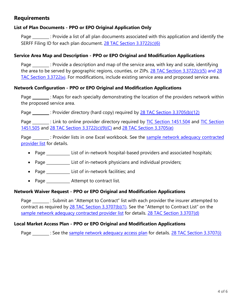 Form LHL658 Application for Approval Exclusive Provider Benefit Plan (Epo) and Preferred Provider Benefit Plan (Ppo) - Texas, Page 4