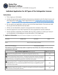 Form SF026 Individual Application for All Types of Fire Extinguisher Licenses - Texas
