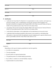 Form SF031 Fire Alarm Certificate of Registration Application - Texas, Page 5