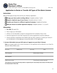 Document preview: Form SF033 Application to Revise or Transfer All Types of Fire Alarm Licenses - Texas