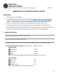 Document preview: Form SF043 Application for a Fireworks License or Permit - Texas