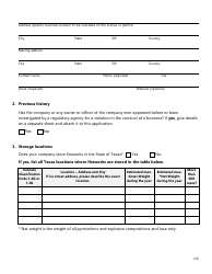 Form SF043 Application for a Fireworks License or Permit - Texas, Page 2