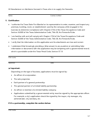 Form SF044 Permit Application for Class B Fireworks (1.3g) Singular or Multiplevdisplay - Texas, Page 3