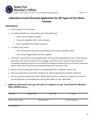 Form SF094 Individual License Renewal Application for All Types of Fire Alarm Licenses - Texas