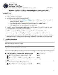Document preview: Form SF025 Fire Extinguisher Certificate of Registration Application - Texas