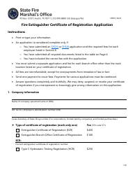 Form SF025 Fire Extinguisher Certificate of Registration Application - Texas