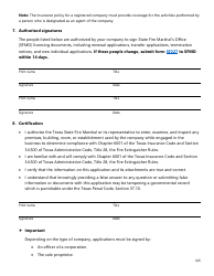 Form SF025 Fire Extinguisher Certificate of Registration Application - Texas, Page 4