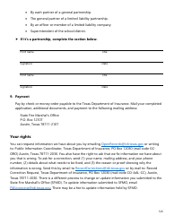 Form SF025 Fire Extinguisher Certificate of Registration Application - Texas, Page 5