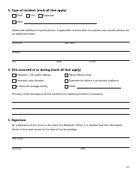 Form SF223 Fireworks Incident Report Form - Texas, Page 2