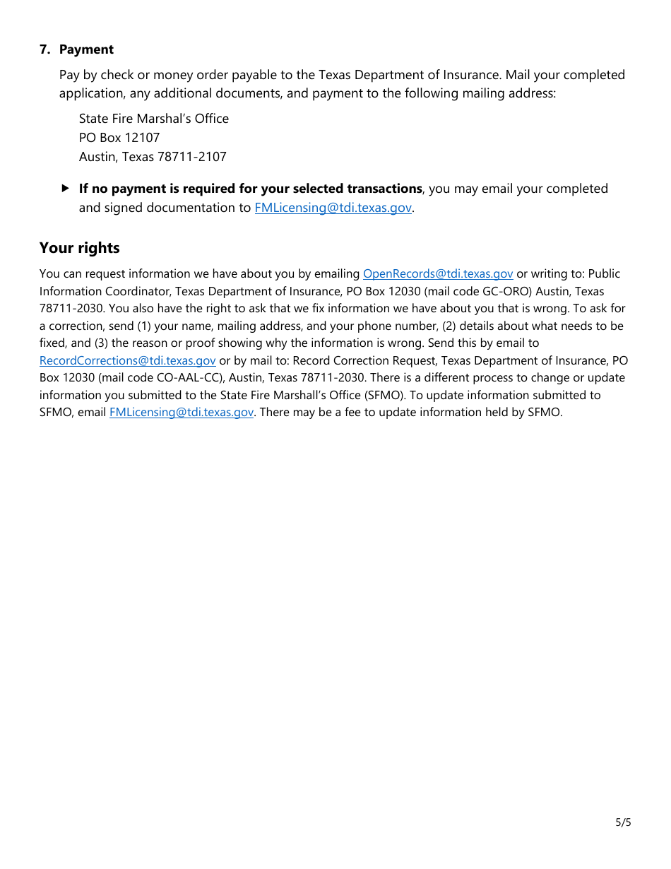 Form SF227 Company Information Update Form - Texas, Page 5