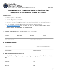 Document preview: Form SF228 Licensed Employee Termination Notice for Fire Alarm, Fire Extinguisher, or Fire Sprinkler Licenses and Permits - Texas
