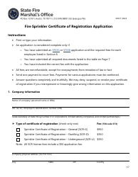 Document preview: Form SF037 Fire Sprinkler Certificate of Registration Application - Texas