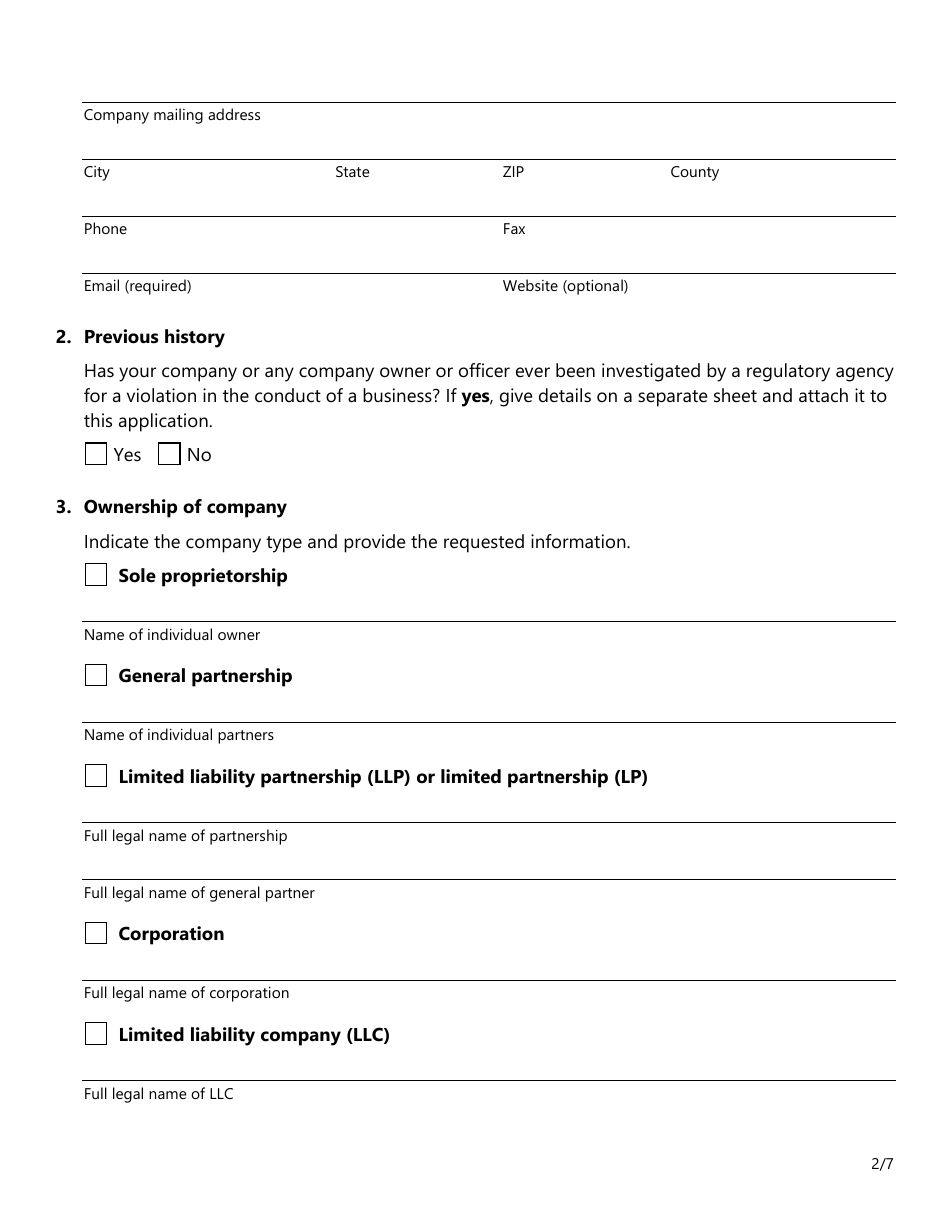 Form SF037 Fire Sprinkler Certificate of Registration Application - Texas, Page 2