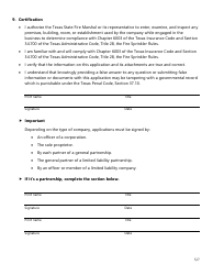 Form SF037 Fire Sprinkler Certificate of Registration Application - Texas, Page 5