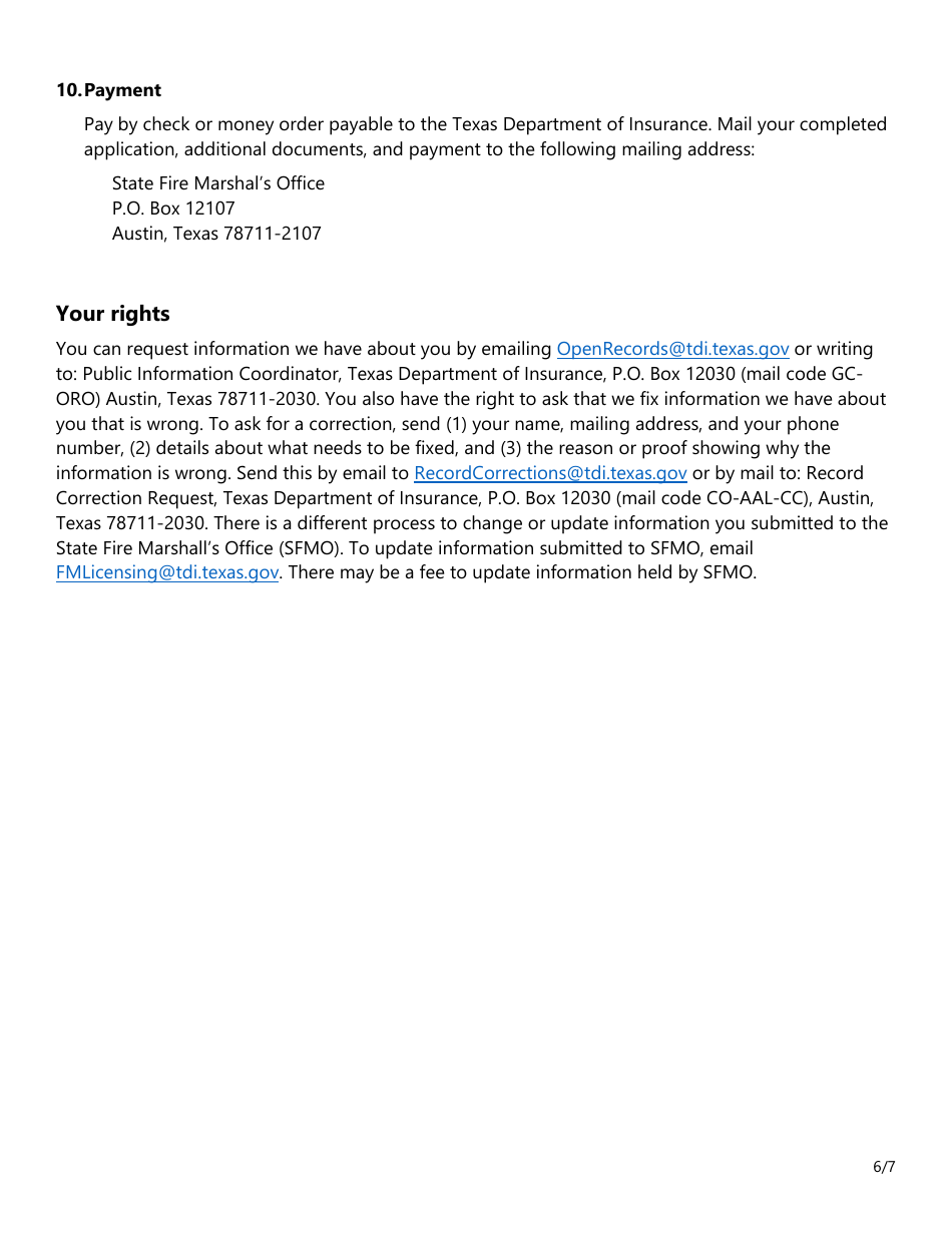 Form SF037 Fire Sprinkler Certificate of Registration Application - Texas, Page 6