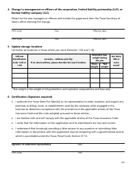 Form SF230 Fireworks Company Information Update Form - Texas, Page 4