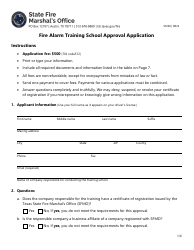 Document preview: Form SF246 Fire Alarm Training School Approval Application - Texas
