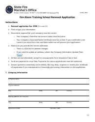 Form SF254 Fire Alarm Training School Renewal Application - Texas
