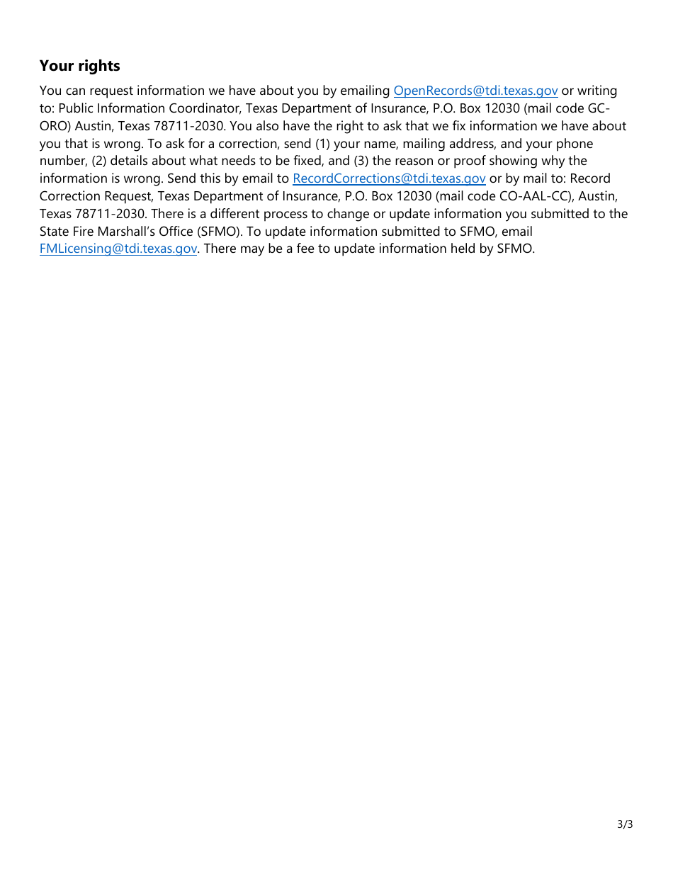 Form SF525 Fire Sprinkler Non-resident Responsible Managing Employee (Rme-G) Application Questions - Texas, Page 3