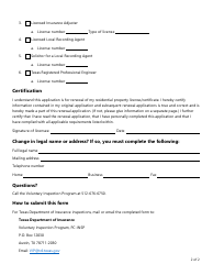 Form PC423 (VIP-6) Renewal Application for Residential Property Inspector License/Certification for the Voluntary Inspection Program - Texas, Page 2