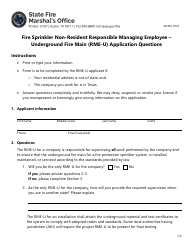 Form SF550 Fire Sprinkler Non-resident Responsible Managing Employee - Underground Fire Main (Rme-U) Application Questions - Texas