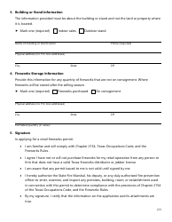 Form SF047 Application for Retail Fireworks Permit - Texas, Page 2