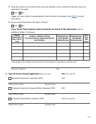 Form SF104 Individual Renewal Application for Firework Operator&#039;s License - Texas, Page 2