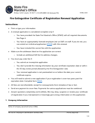 Form SF086 Fire Extinguisher Certificate of Registration Renewal Application - Texas