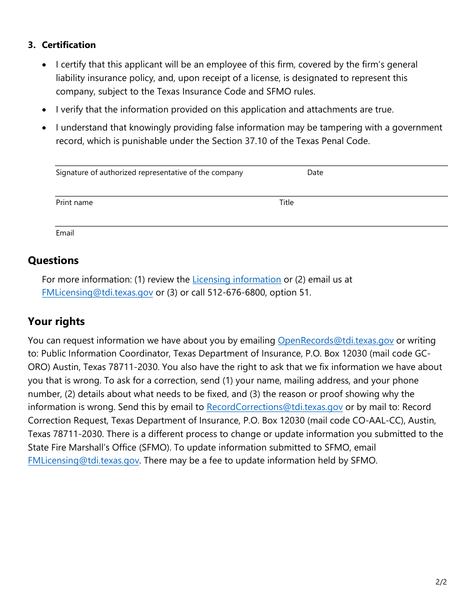 Form SF500 Applicants Employer Information - Texas, Page 2