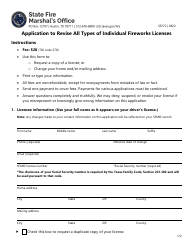 Document preview: Form SF272 Application to Revise All Types of Individual Fireworks Licenses - Texas