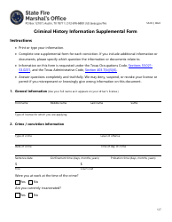 Form SF261 Criminal History Information Supplemental Form - Texas