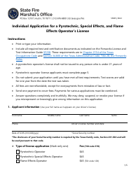 Document preview: Form SF045 Individual Application for a Pyrotechnic, Special Effects, and Flame Effects Operator's License - Texas