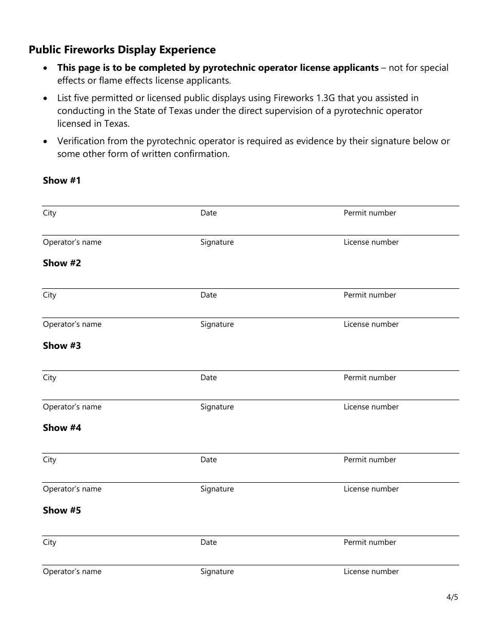 Form SF045 Download Fillable PDF or Fill Online Individual Application for a Pyrotechnic