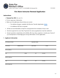 Form SF255 Fire Alarm Instructor Renewal Application - Texas