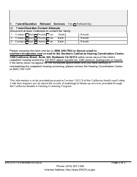 Form DHCS6115 (NHSP200-1) Region C/D Outpatient Screening Reporting - California Newborn Hearing Screening Program - California, Page 2