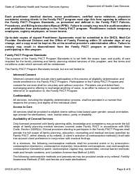 Form DHCS4470 Practitioner Participation Agreement - Family Pact (Family Planning, Access, Care and Treatment) Program - California, Page 2