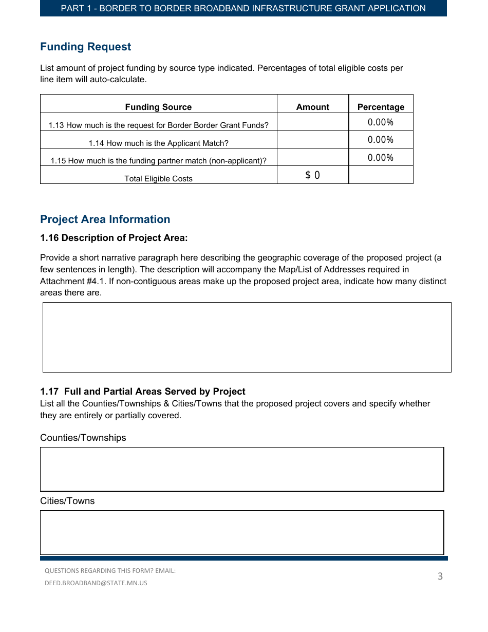 Part 1 Border to Border Broadband Infrastructure Grant Application - Key Application Data - Minnesota, Page 3