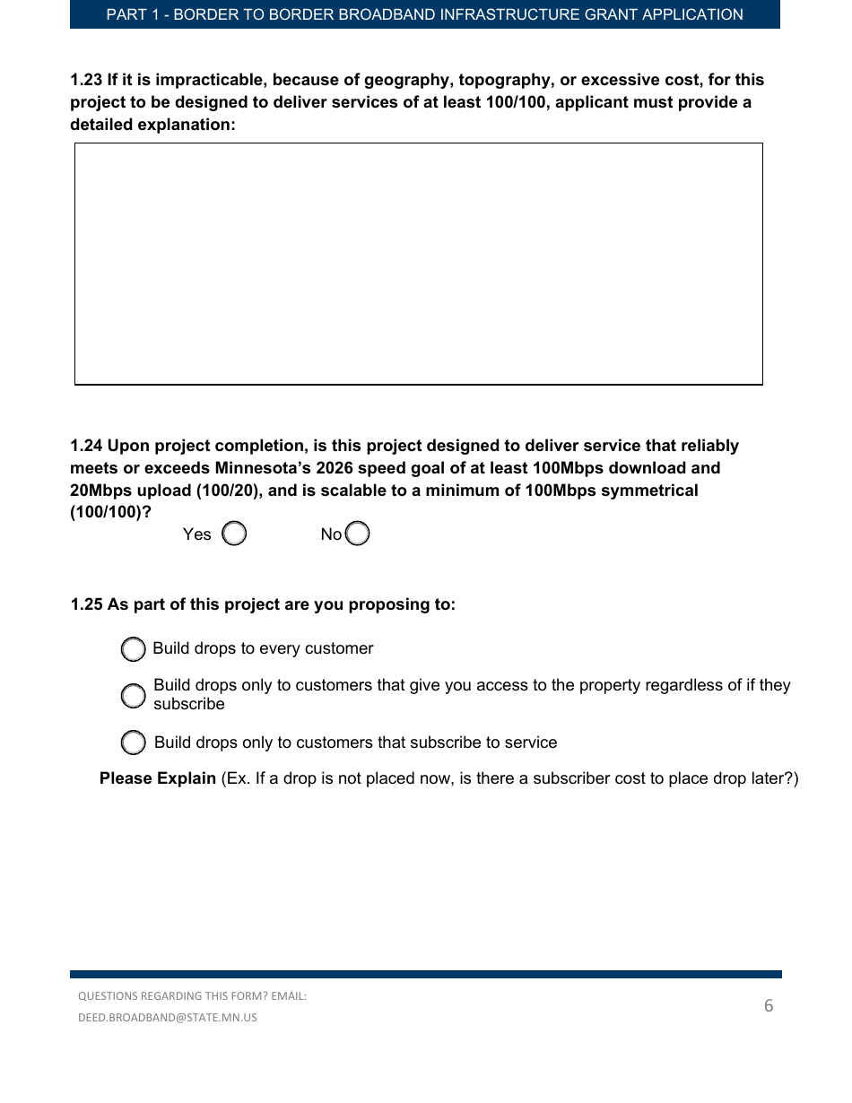 Part 1 Border to Border Broadband Infrastructure Grant Application - Key Application Data - Minnesota, Page 6