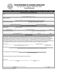 Document preview: TDLR Form GC001 Occupational License Application Claiming to Have No Social Security Number - Texas