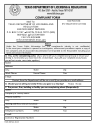 TDLR Form D.007ALL Complaint Form - Texas