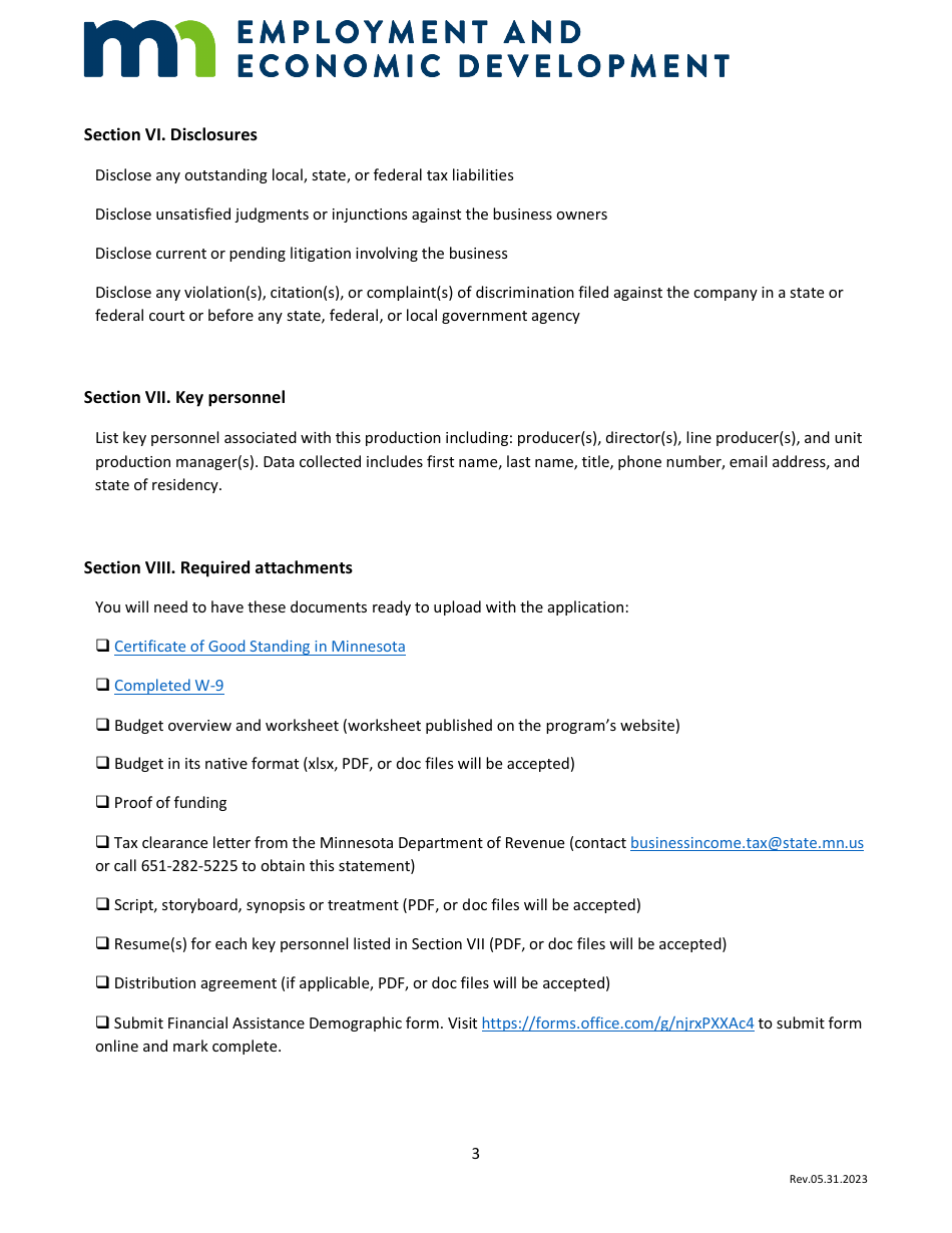 Instructions for Credit Allocation Application - Film Production Tax Credit Program - Minnesota, Page 3