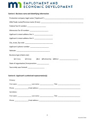 Allocation Application - Film Production Tax Credit Program - Minnesota, Page 2