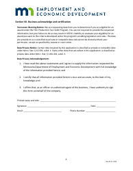 Project Start Certification Form - Film Production Tax Credit Program - Minnesota, Page 4