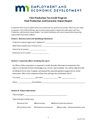 Final Production and Economic Impact Report - Film Production Tax Credit Program - Minnesota