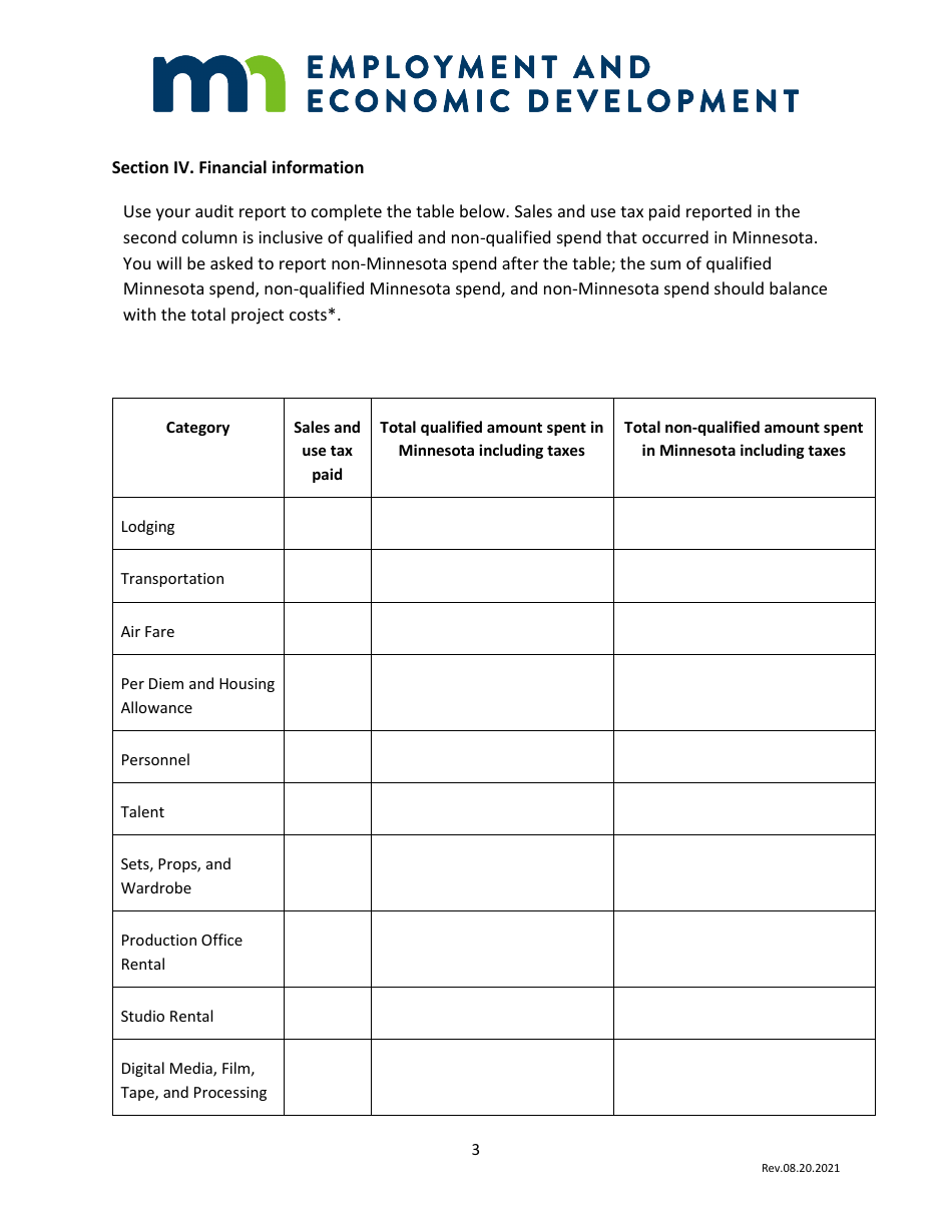 Final Production and Economic Impact Report - Film Production Tax Credit Program - Minnesota, Page 3